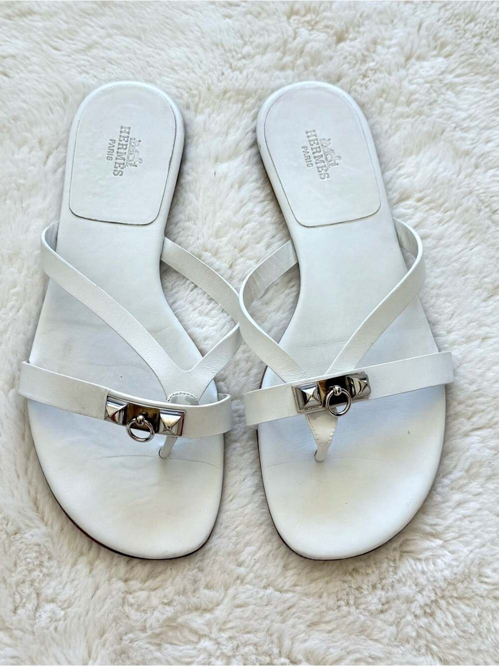 Hermes Sandalen corfou white sandals size 38 EU Authentic